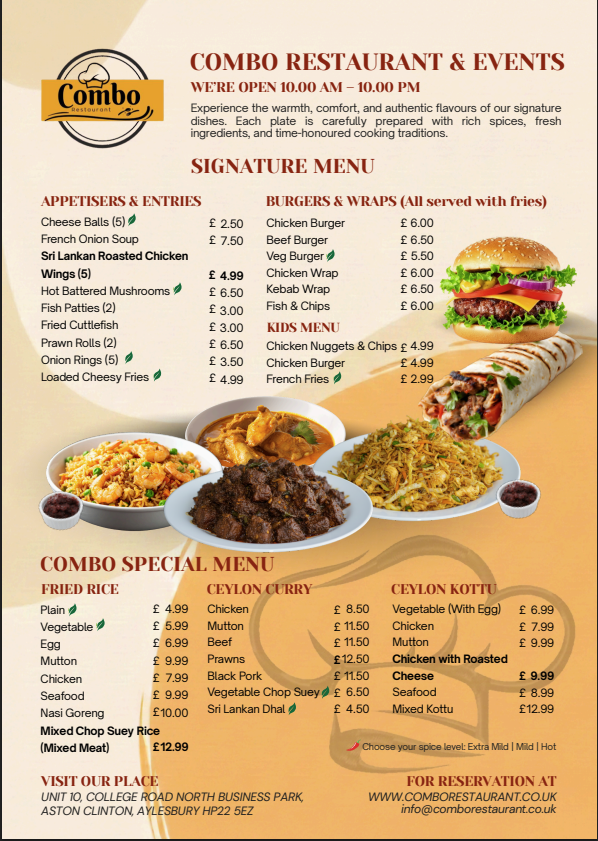 Menu Page 1 — Combo Restaurant